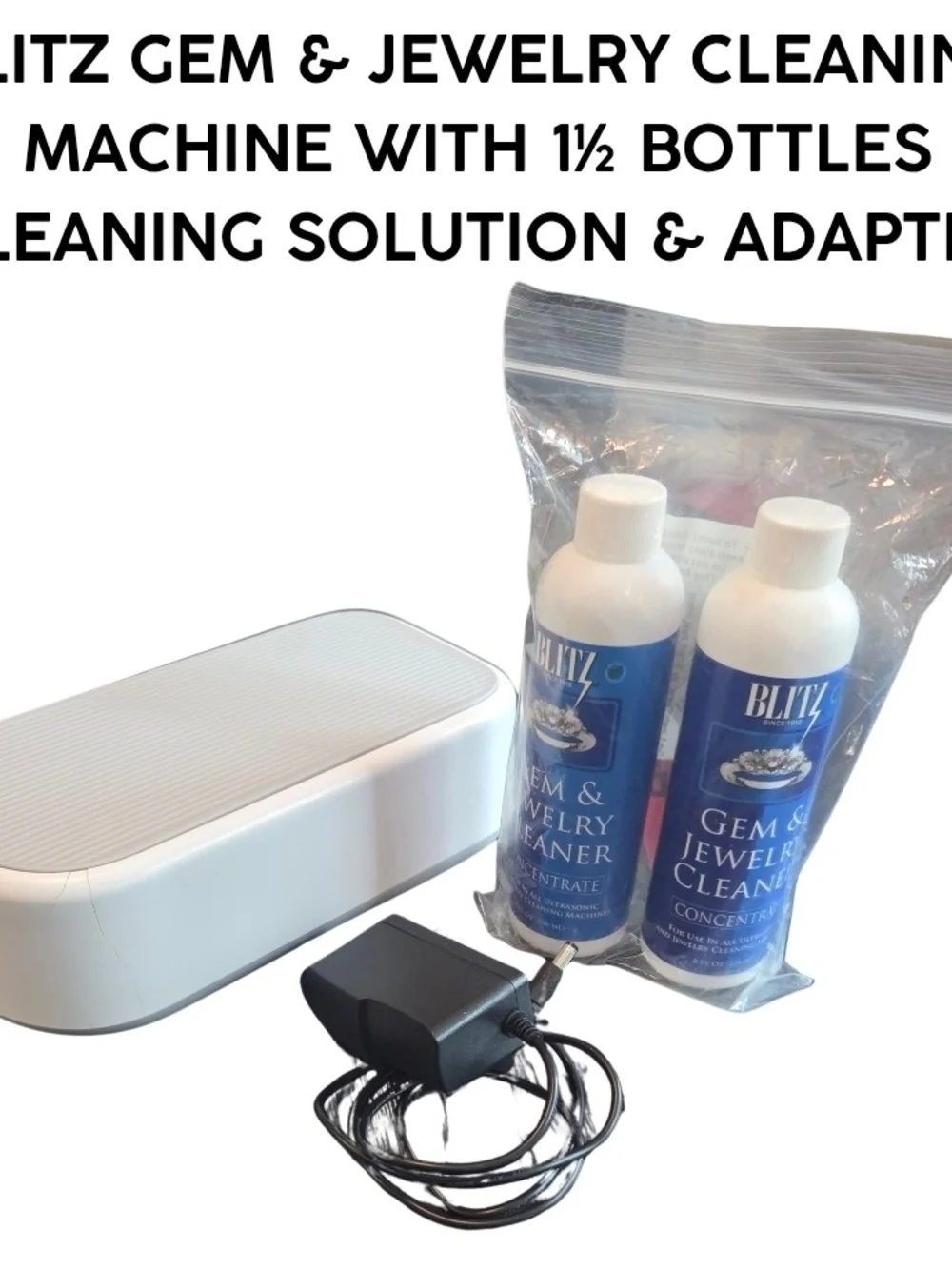 Blitz Gem & Jewelry Cleaner Kit in White with Blue Bottles